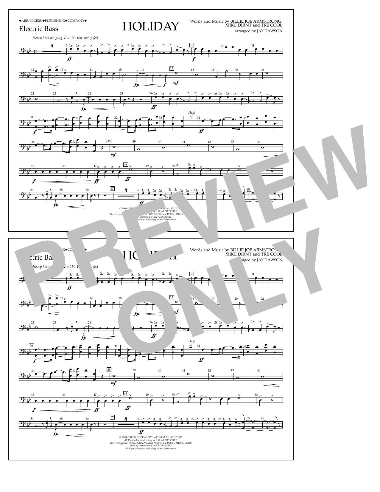 Jay Dawson Holiday - Electric Bass Sheet Music