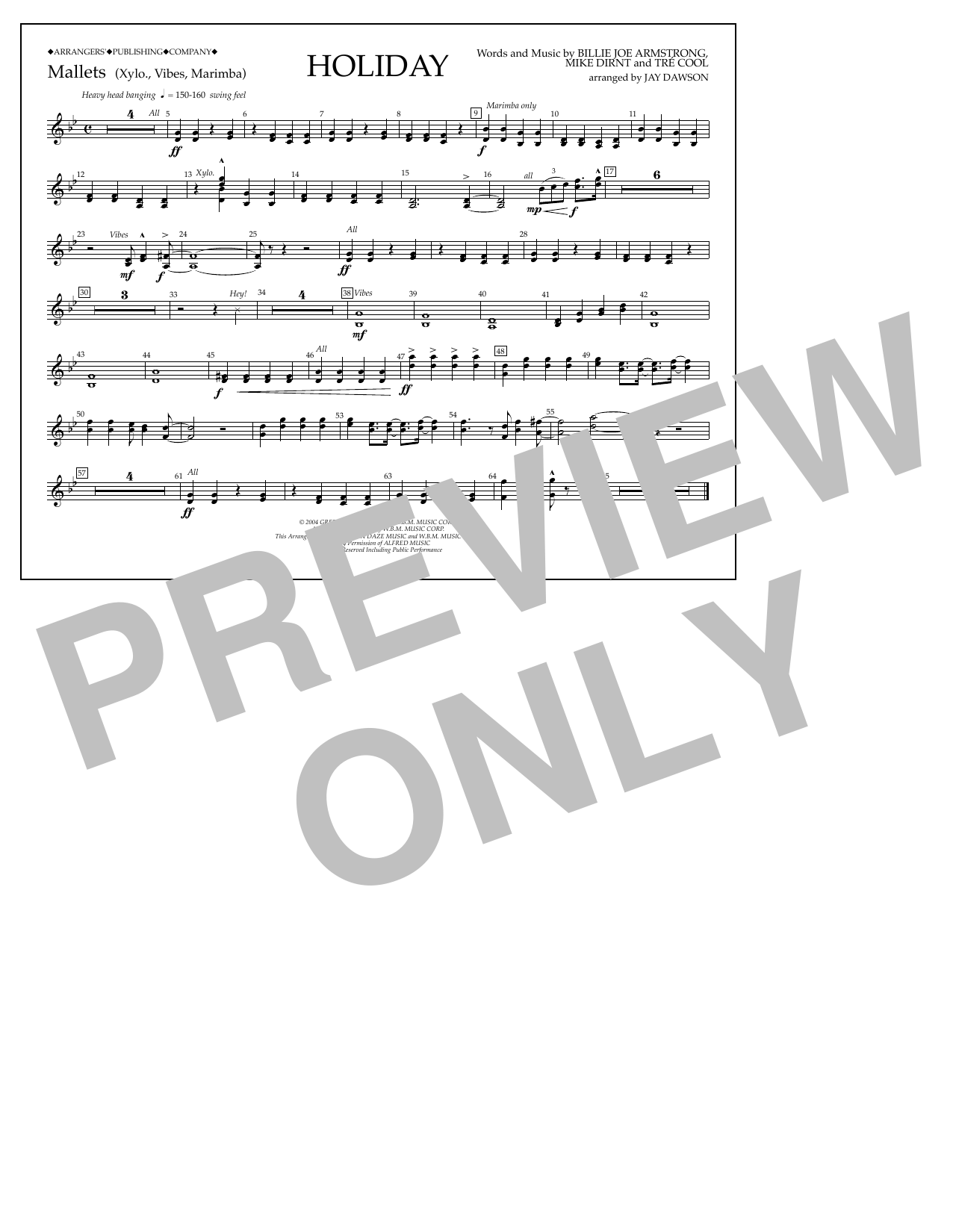 Jay Dawson Holiday - Mallet Percussion Sheet Music