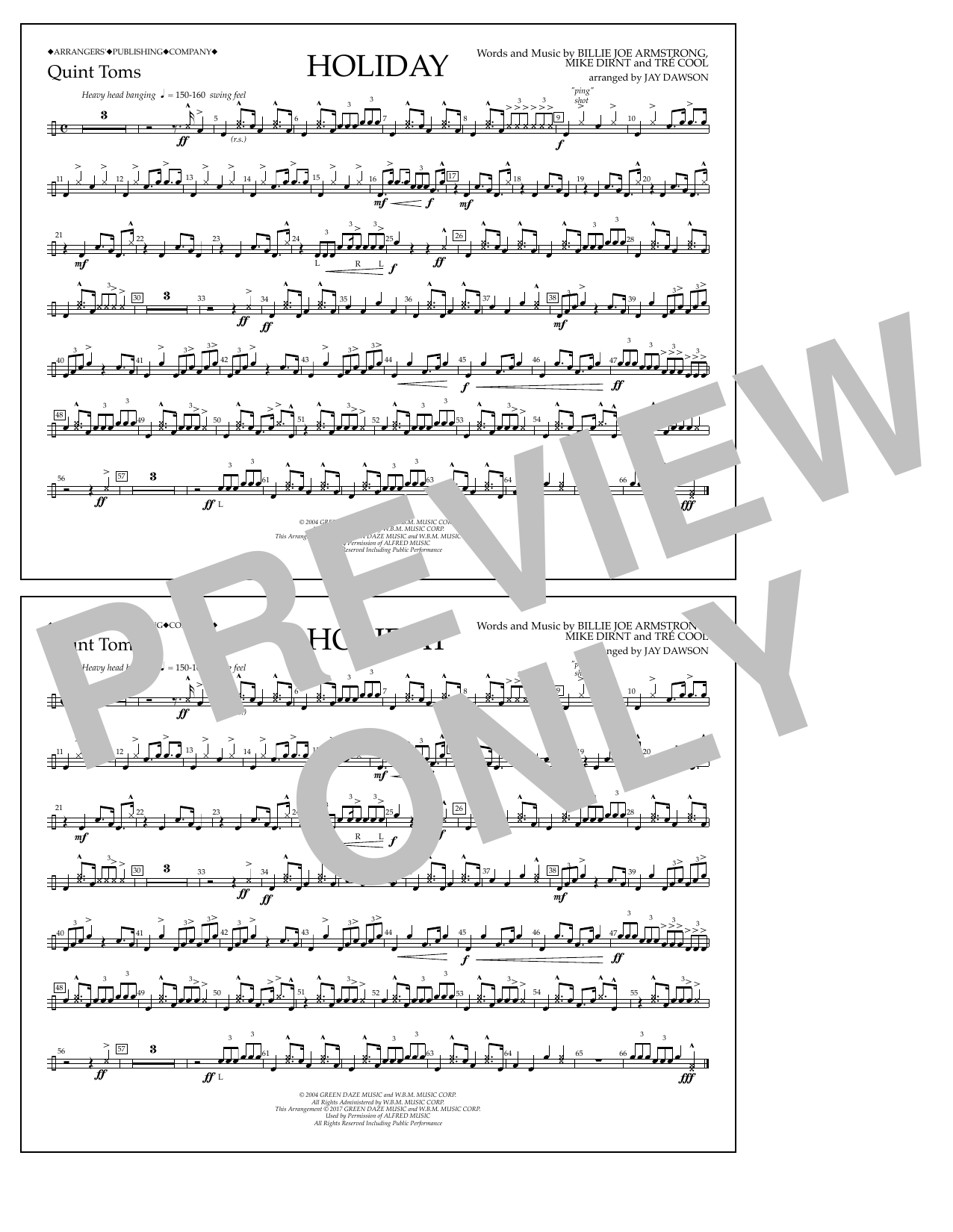 Jay Dawson Holiday - Quint-Toms Sheet Music