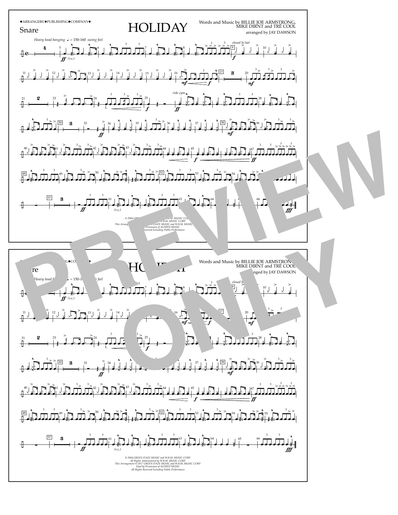 Jay Dawson Holiday - Snare Drum Sheet Music