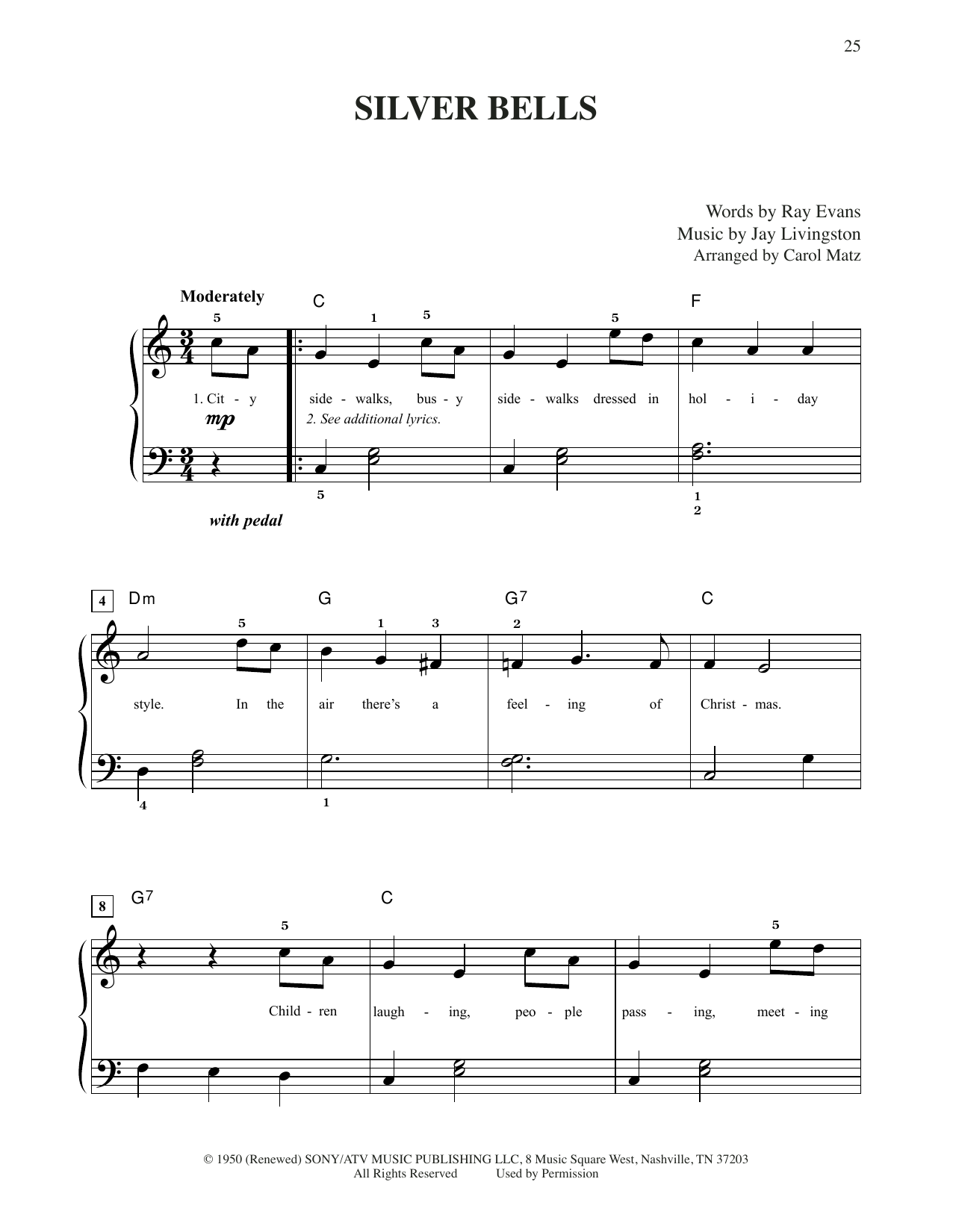 Jay Livingston & Ray Evans Silver Bells (arr. Carol Matz) Sheet Music
