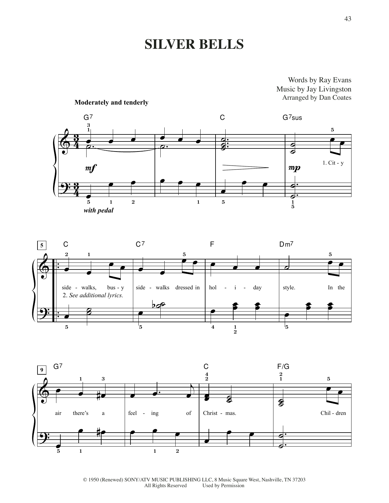 Jay Livingston & Ray Evans Silver Bells (arr. Dan Coates) Sheet Music