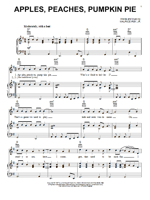 Jay & The Techniques Apples, Peaches, Pumpkin Pie Sheet Music