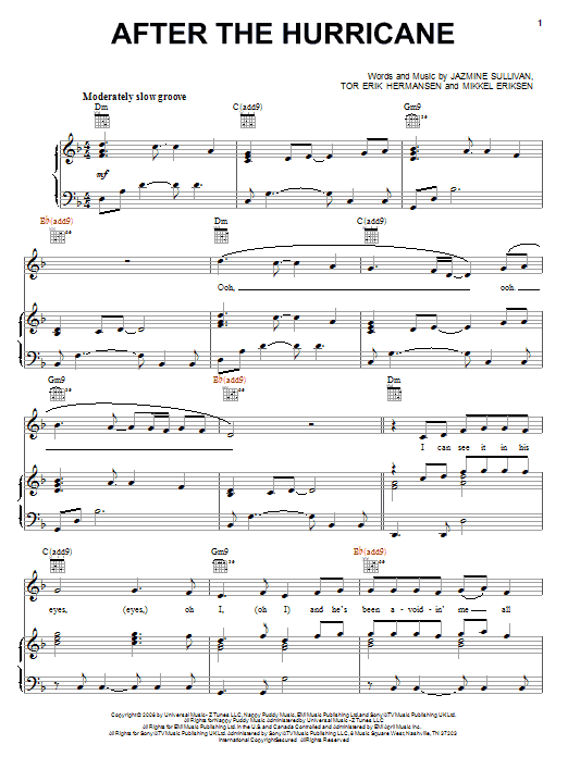 Jazmine Sullivan After The Hurricane Sheet Music