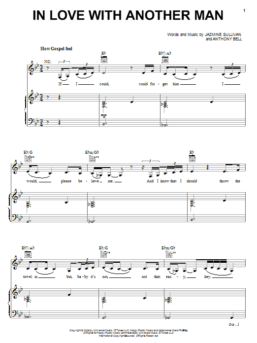 Jazmine Sullivan In Love With Another Man Sheet Music
