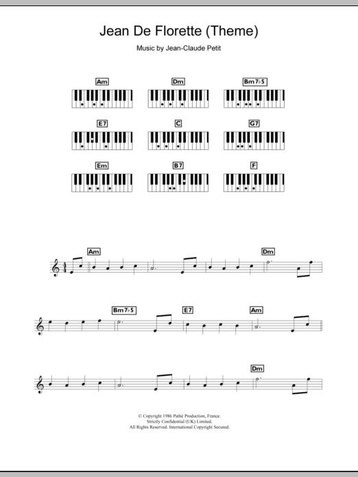 Jean-claude Petit Jean de Florette (Theme) Sheet Music