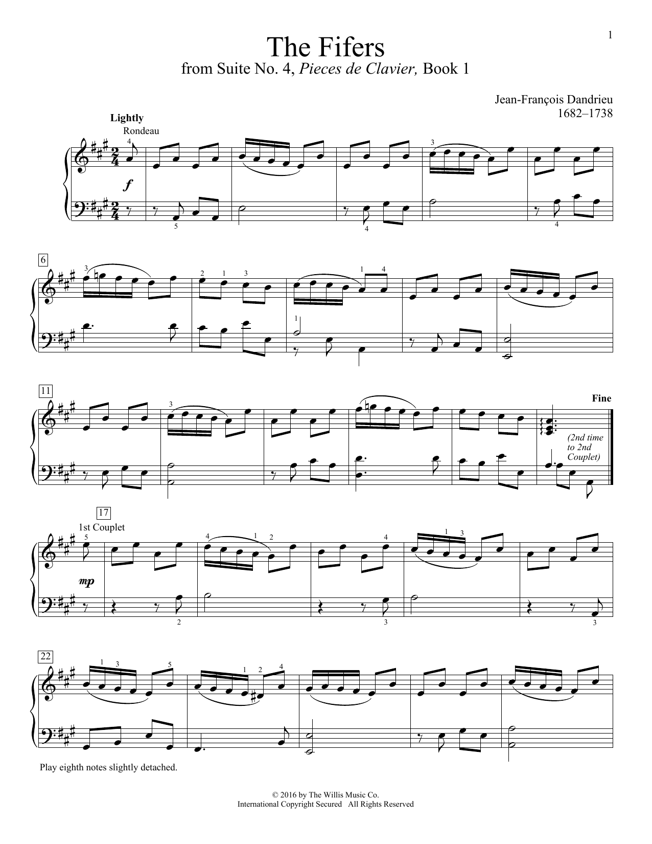 Jean-Francois Dandrieu The Fifers Sheet Music