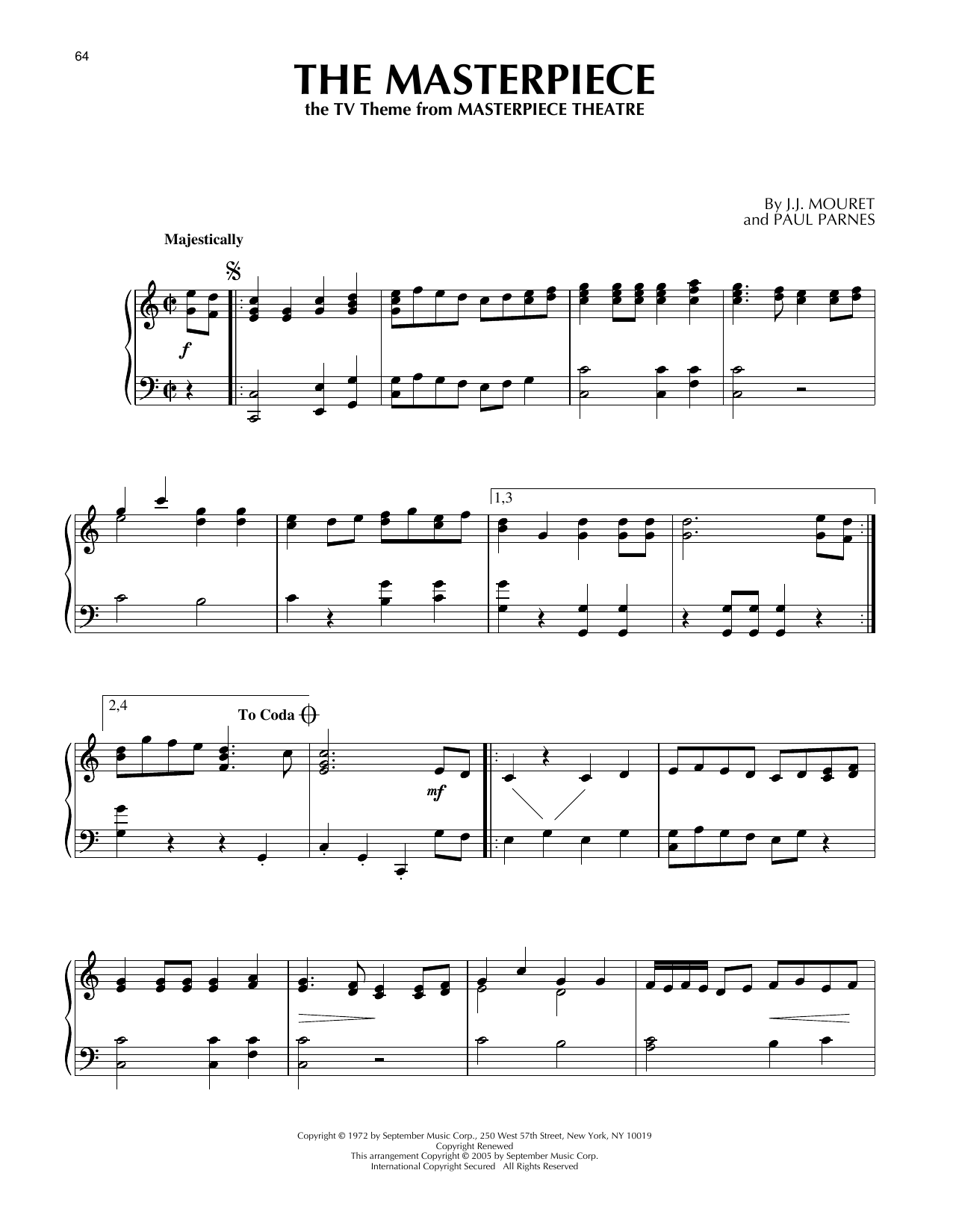 J.J. Mouret The Masterpiece (theme from Masterpiece Theatre) Sheet Music