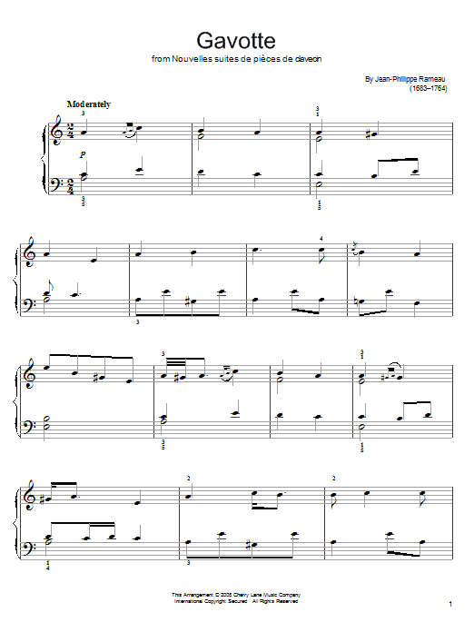 Jean-Philippe Rameau Gavotte Sheet Music