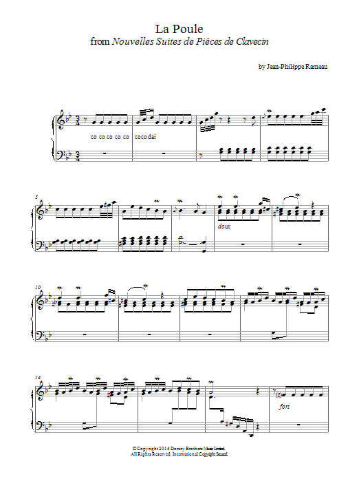 Jean-Philippe Rameau La Poule From Nouvelles Suites De Pieces De Clavecin Sheet Music