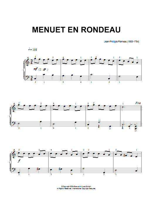 Jean-Philippe Rameau Menuet En Rondeau Sheet Music