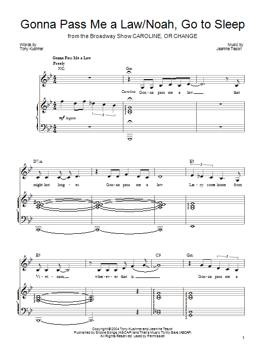 Jeanine Tesori Gonna Pass Me A Law/Noah, Go To Sleep Sheet Music