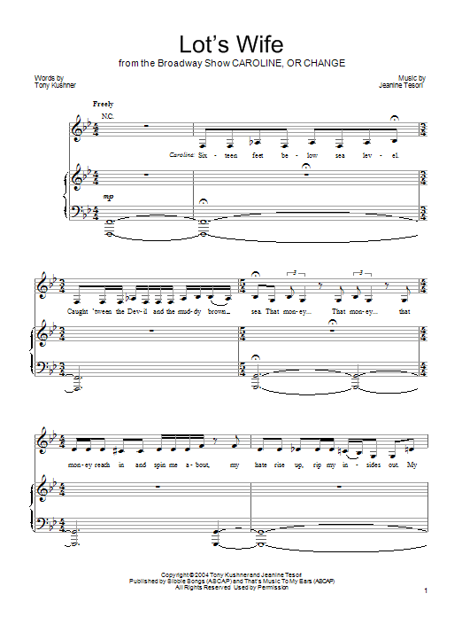 Jeanine Tesori Lot's Wife Sheet Music