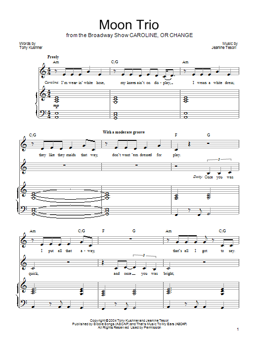 Jeanine Tesori Moon Trio Sheet Music