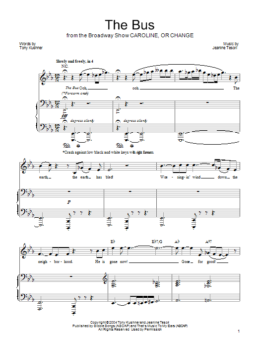 Jeanine Tesori The Bus Sheet Music