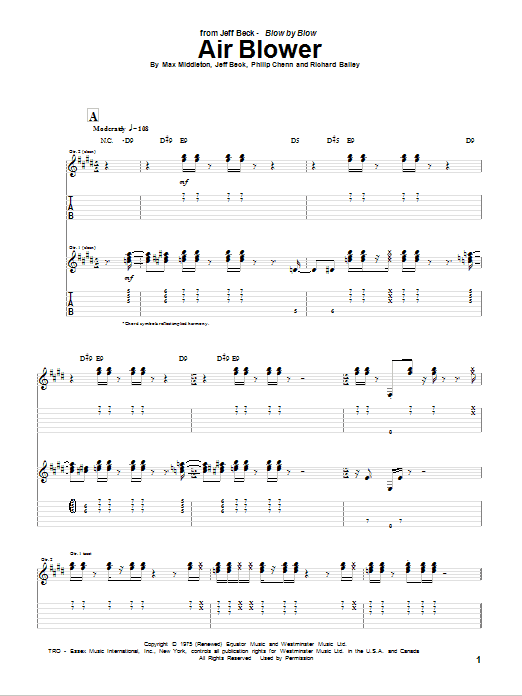Jeff Beck Air Blower Sheet Music