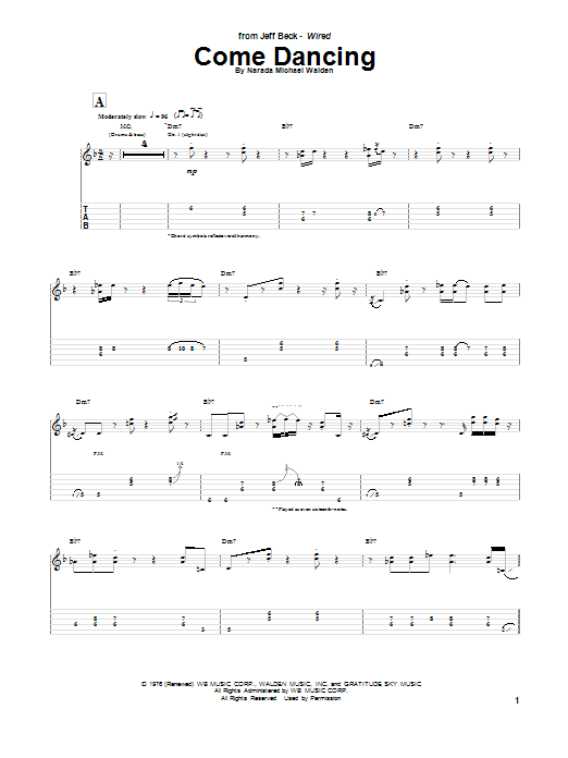 Jeff Beck Come Dancing Sheet Music