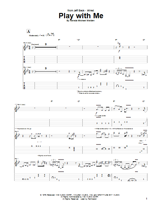 Jeff Beck Play With Me Sheet Music
