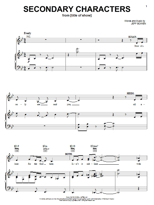Jeff Bowen Secondary Characters Sheet Music
