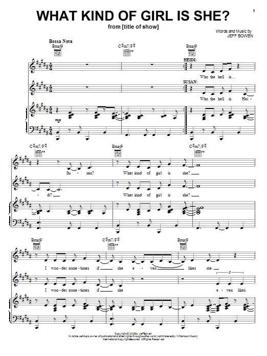 Jeff Bowen What Kind Of Girl Is She? Sheet Music
