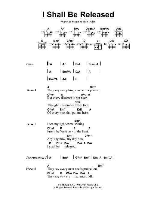 Jeff Buckley I Shall Be Released Sheet Music