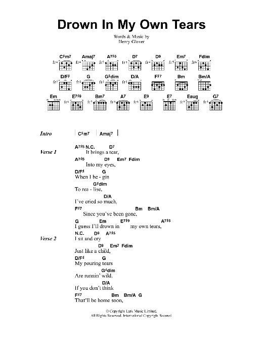 Jeff Buckley I'll Drown In My Own Tears Sheet Music