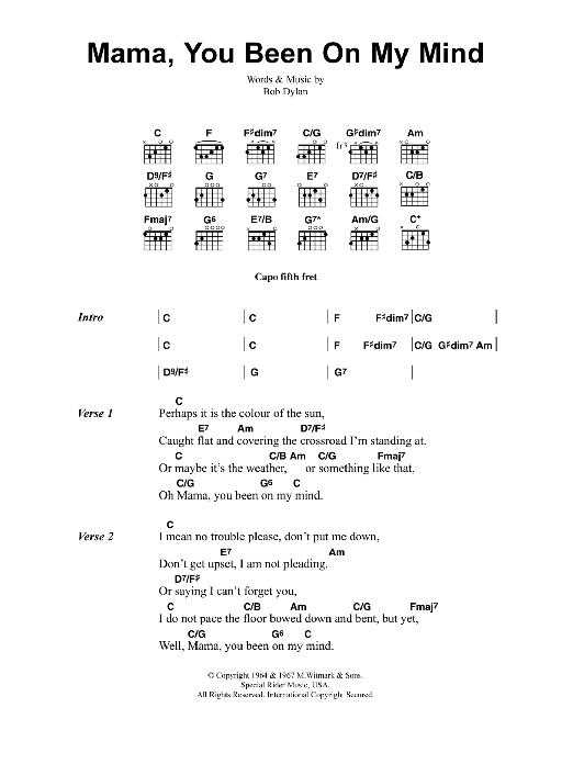 Jeff Buckley Mama, You Been On My Mind Sheet Music