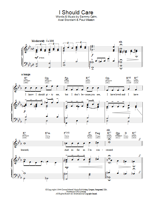 Jeff Chandler I Should Care Sheet Music