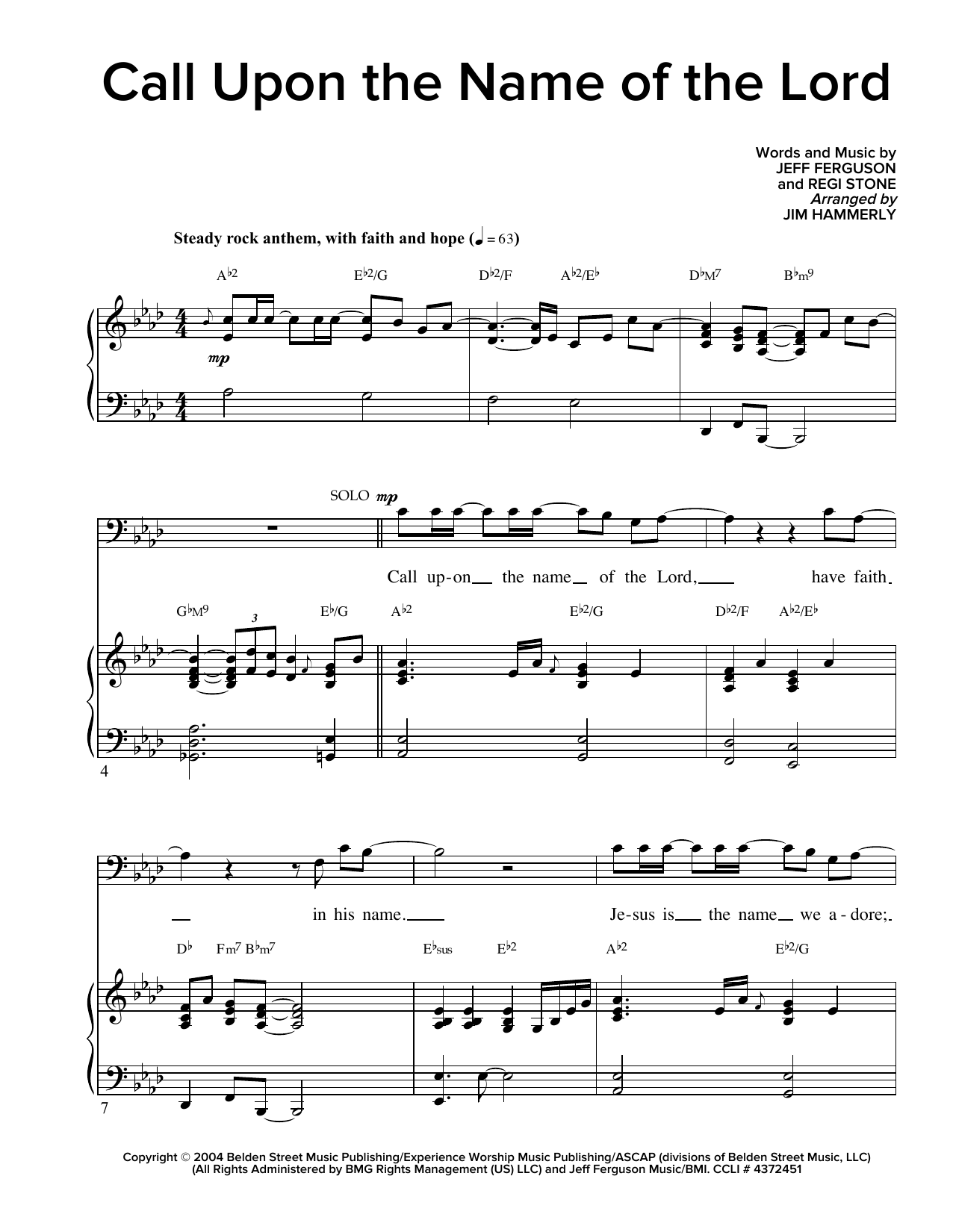 Jeff Ferguson Call Upon The Name Of The Lord Sheet Music