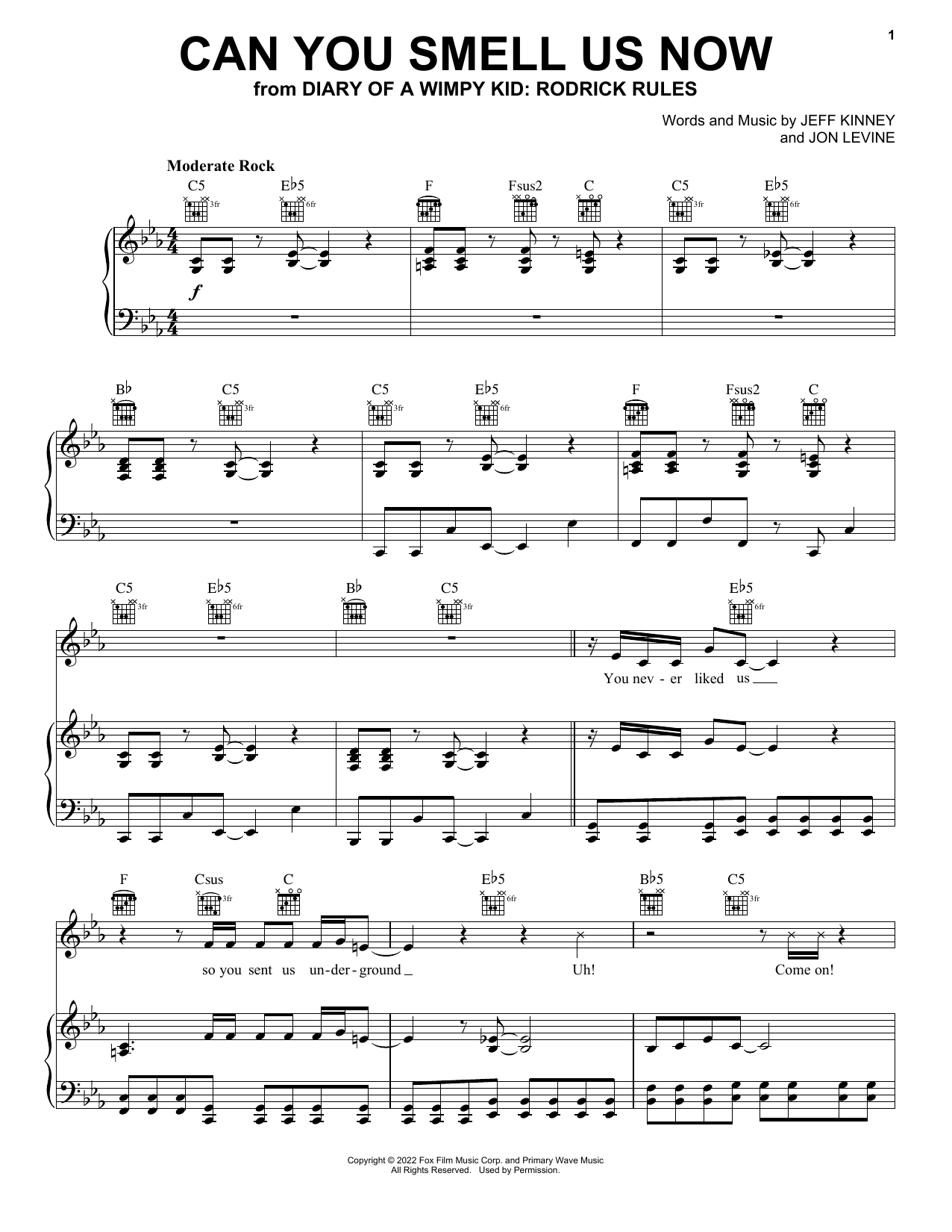 Jeff Kinney and Jon Levine Can You Smell Us Now (from Diary of a Wimpy Kid: Rodrick Rules) Sheet Music