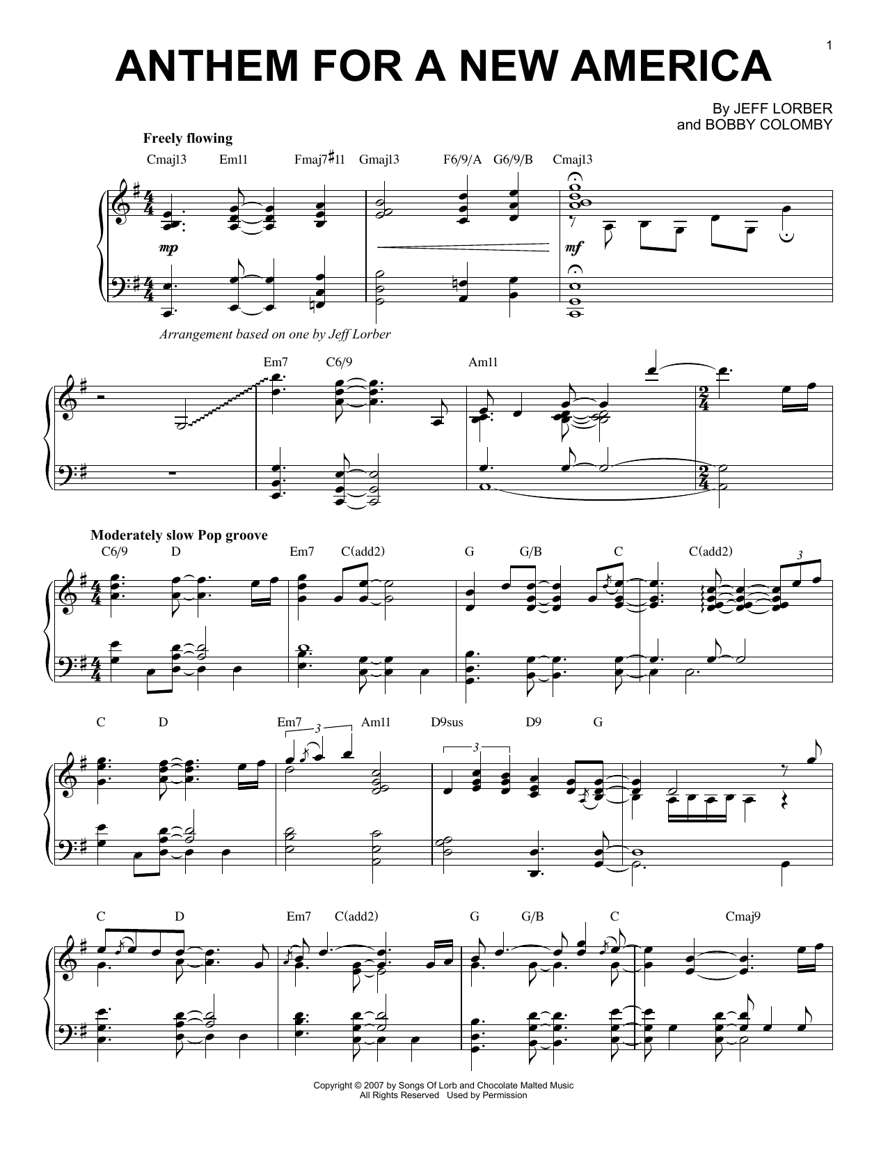 Jeff Lorber Anthem For A New America Sheet Music