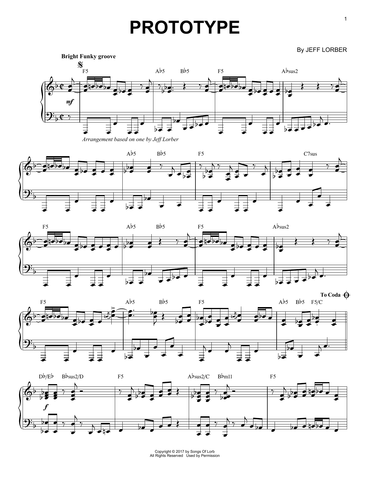 Jeff Lorber Prototype Sheet Music