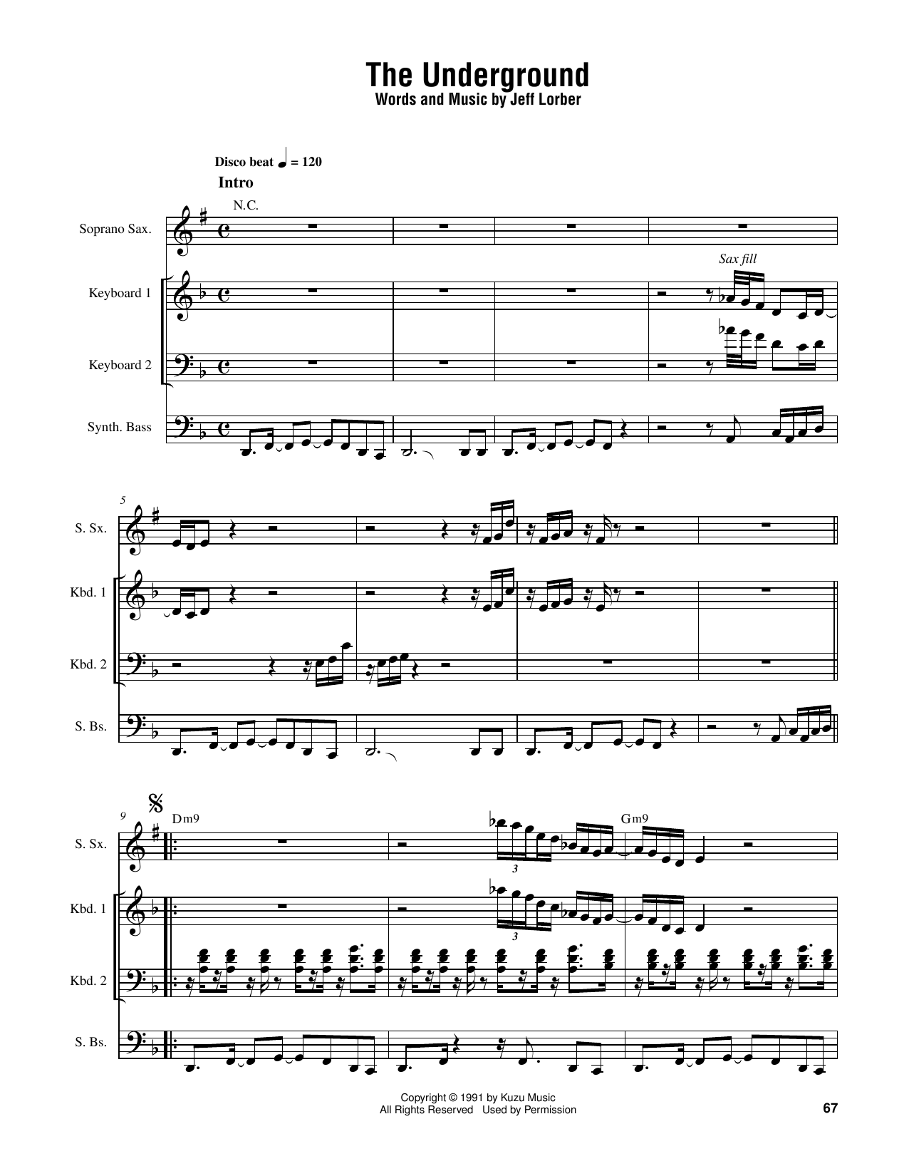 Jeff Lorber The Underground Sheet Music