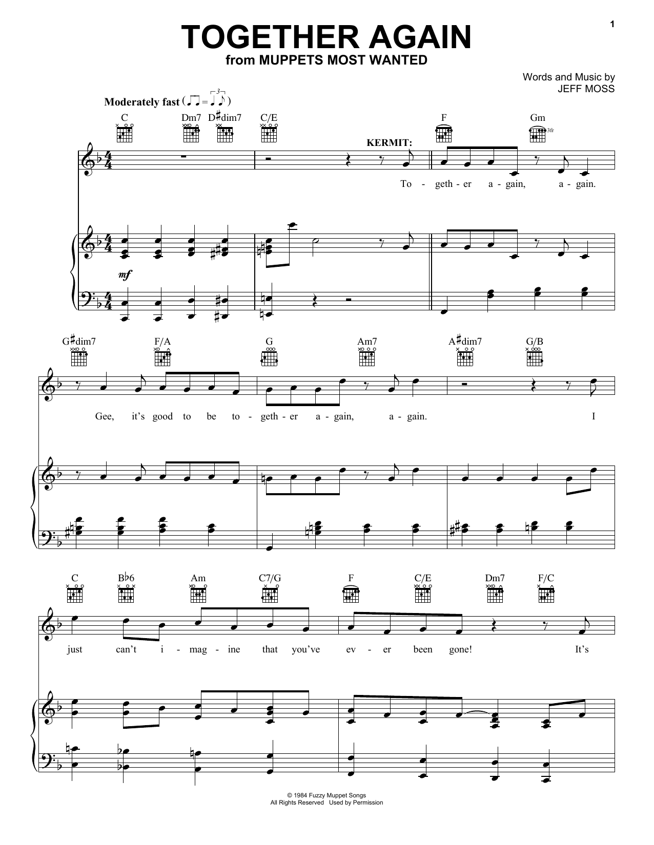Jeff Moss Together Again Sheet Music