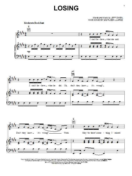 Jeff Owen Losing Sheet Music