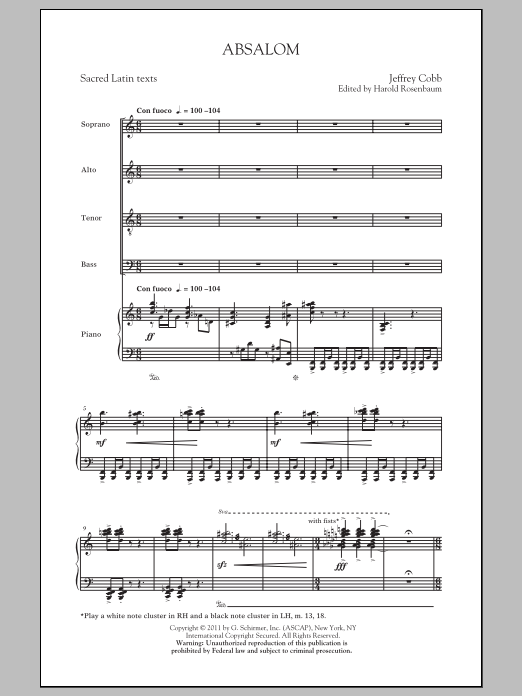 Jeffrey Cobb Absalom Sheet Music