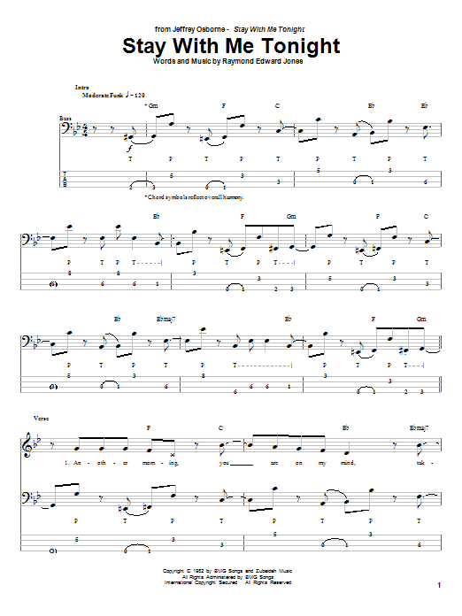 Jeffrey Osbourne Stay With Me Tonight Sheet Music
