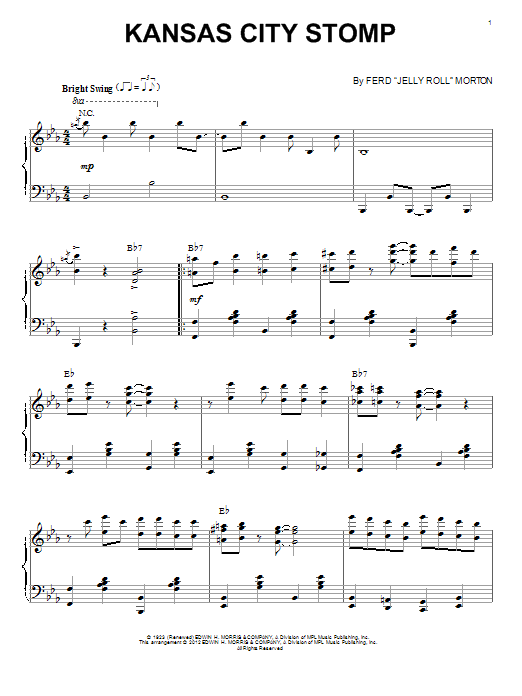 Jelly Roll Morton Kansas City Stomp (arr. Brent Edstrom) Sheet Music