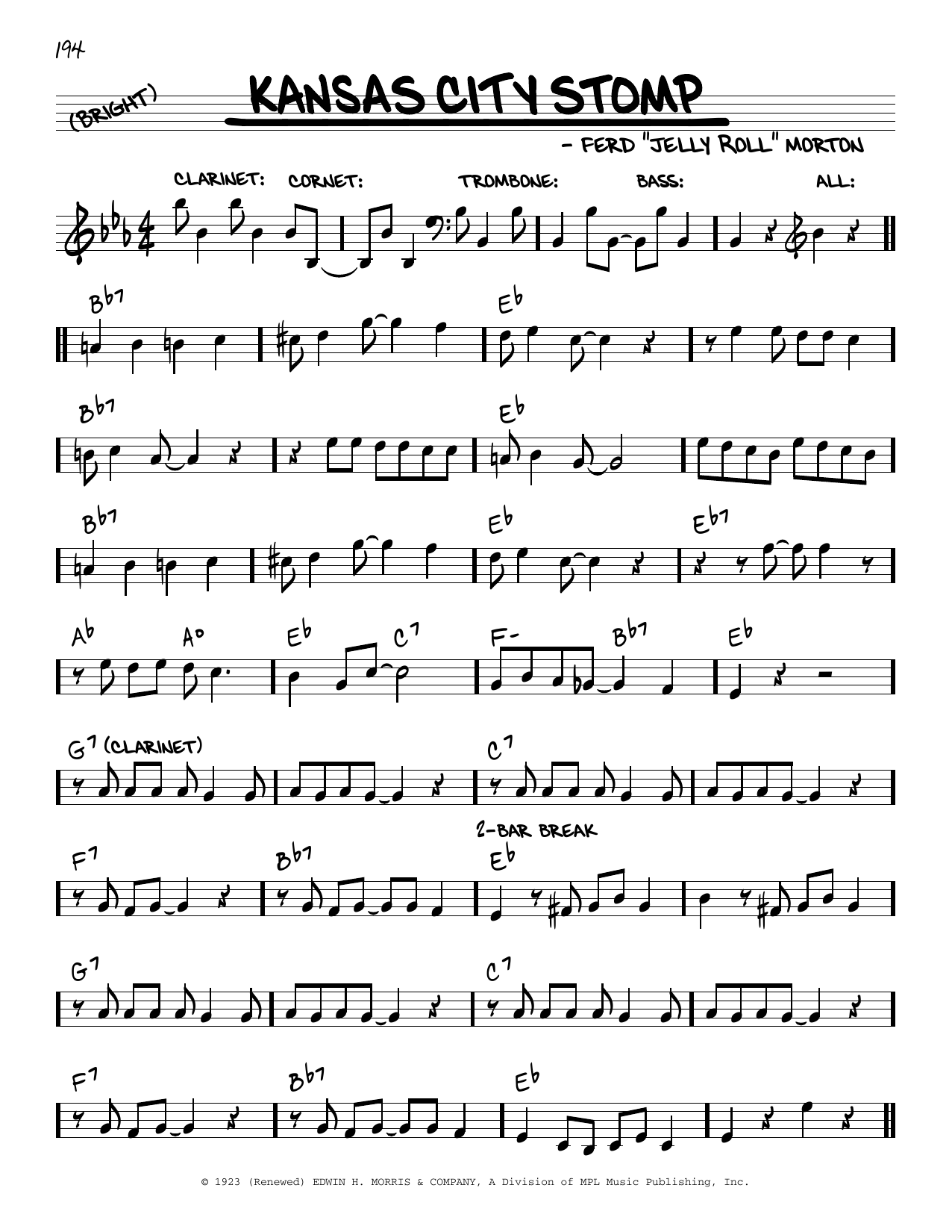 Jelly Roll Morton Kansas City Stomp (arr. Robert Rawlins) Sheet Music