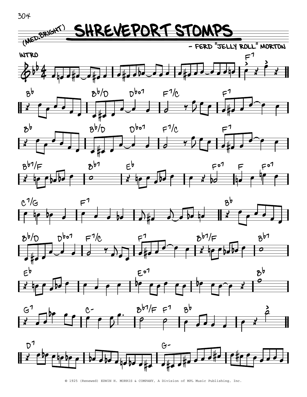 Jelly Roll Morton Shreveport Stomps (arr. Robert Rawlins) Sheet Music