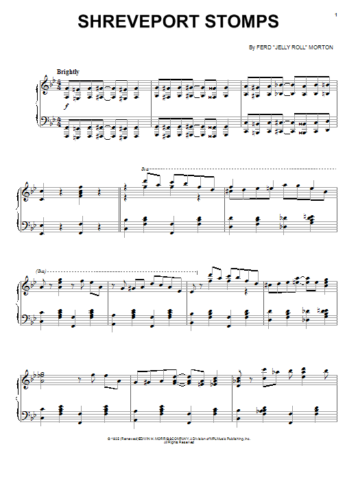 Jelly Roll Morton Shreveport Stomps Sheet Music