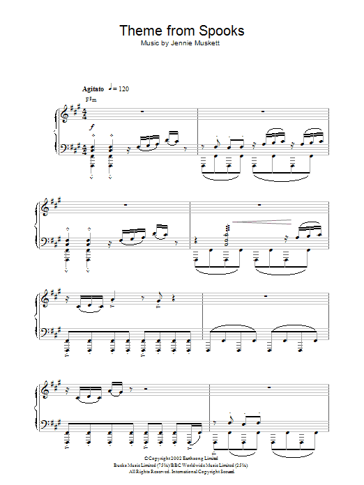 Jennie Muskett Theme from Spooks Sheet Music