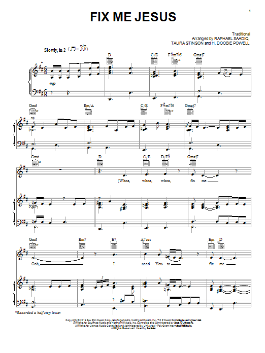 Jennifer Hudson Fix Me Jesus Sheet Music