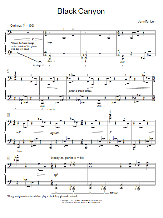 Jennifer Linn Black Canyon Sheet Music