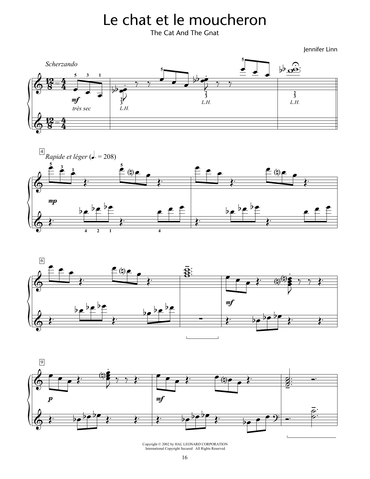 Jennifer Linn Le Chat Et Le Moucheron (The Cat And The Gnat) Sheet Music