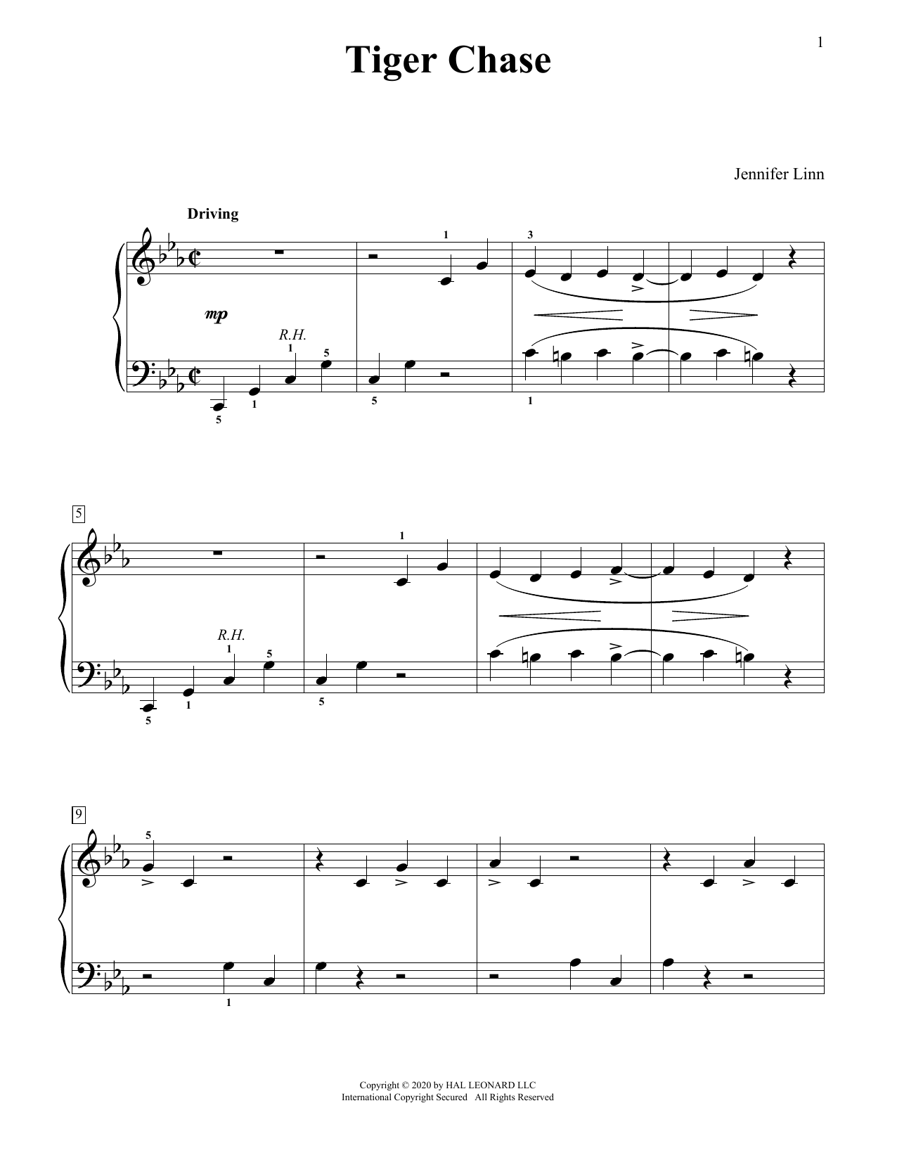 Jennifer Linn Tiger Chase Sheet Music