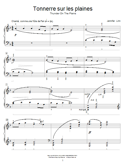 Jennifer Linn Tonnerre sur les plaines (Thunder On The Plains) Sheet Music