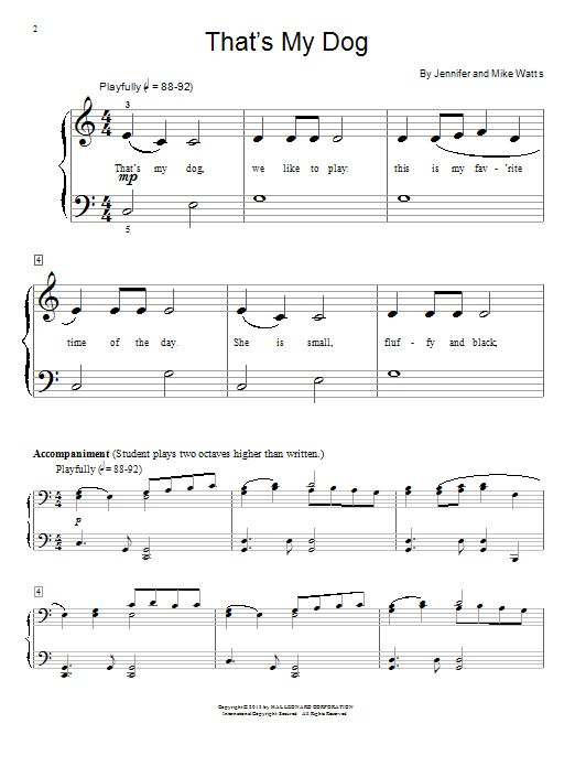 Jennifer Watts That's My Dog Sheet Music