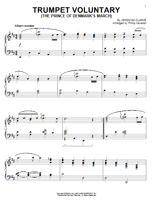 Jeremiah Clarke Trumpet Voluntary (arr. Phillip Keveren) Sheet Music