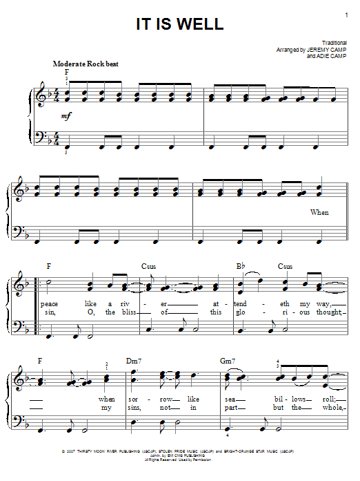 Jeremy and Adie Camp It Is Well Sheet Music